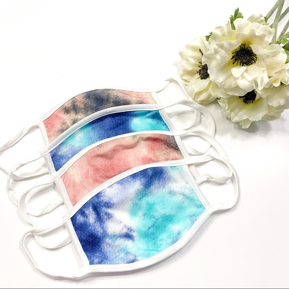 Accessories - Tie-Dye Face Mask Pink Blue Tie Die Face Mask
